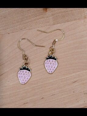 Pink Strawberry Dangle Earrings